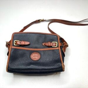 Dooney & Bourke Vintage Pebbled Leather Black and Brown Crossbody Bag